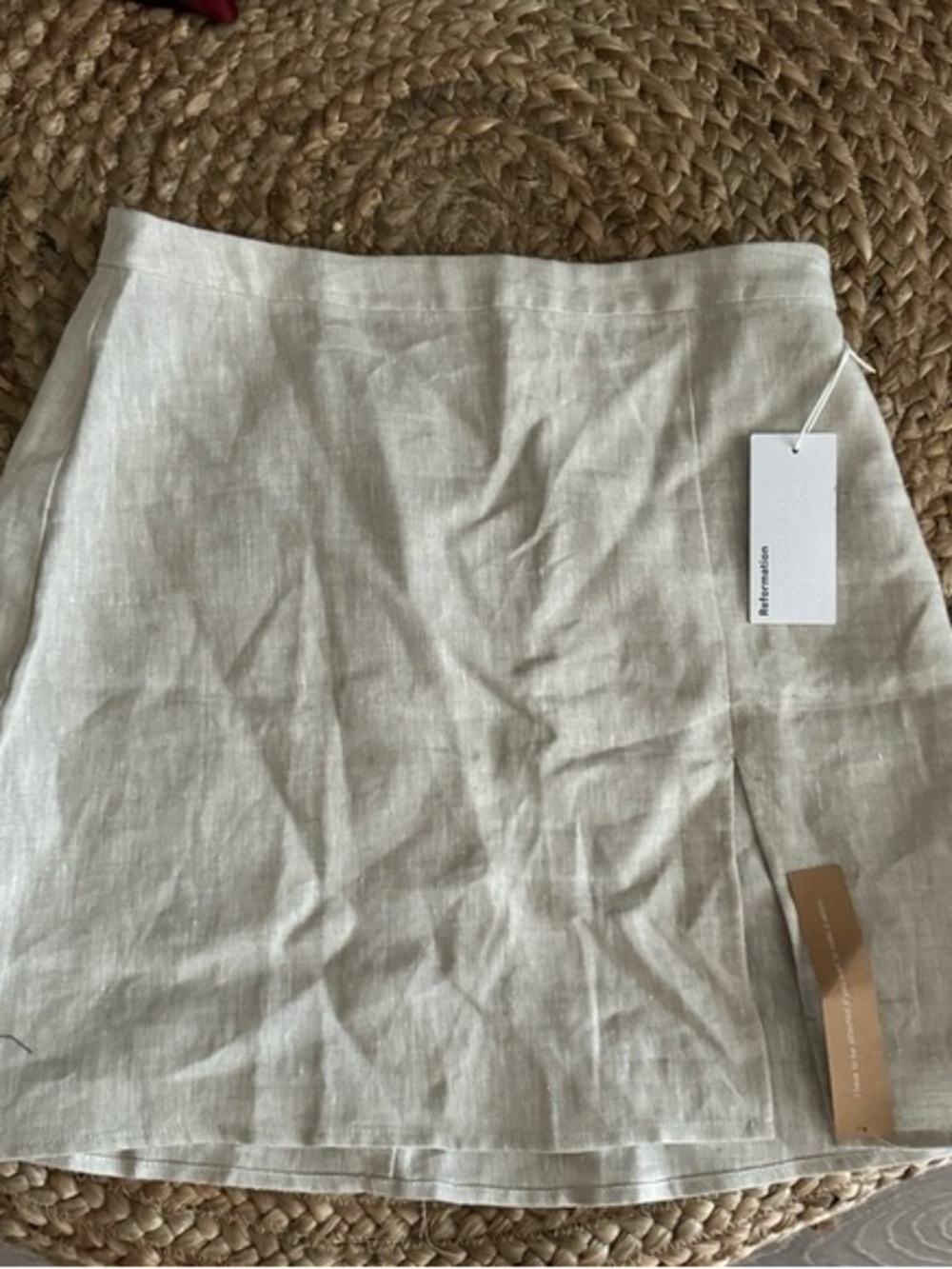 Reformation Linen Mini Skirt in Light Natural